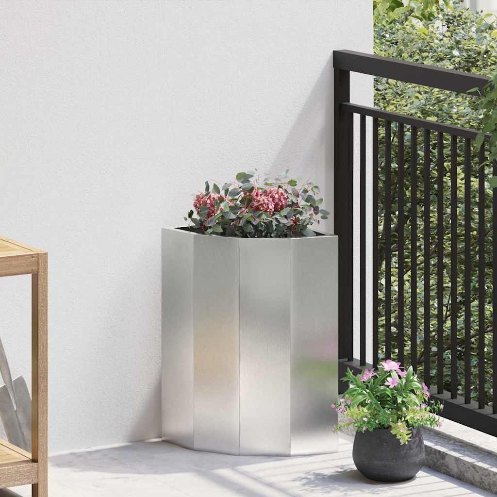 Fioriera angolare Vidaxx argento 30 x 30 x 50 cm in acciaio inossidabile