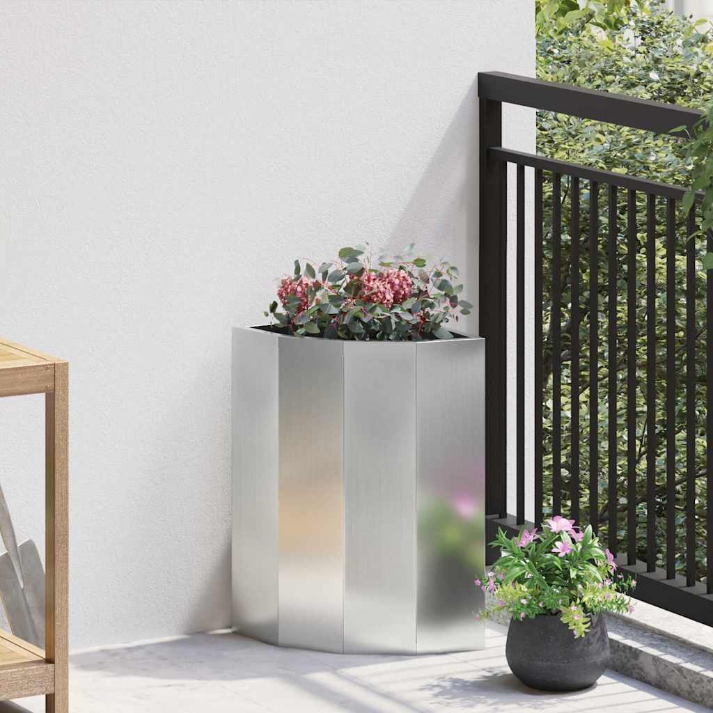 Vidaxl hoek plantbak zilver 30 x 30 x 50 cm gegalvaniseerd staal