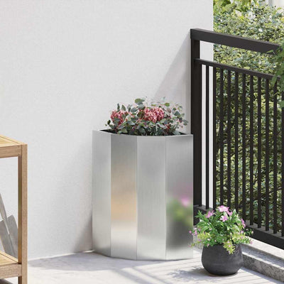 Jardinera de esquina vidaxx plata 30 x 30 x 50 cm acero galvanizado