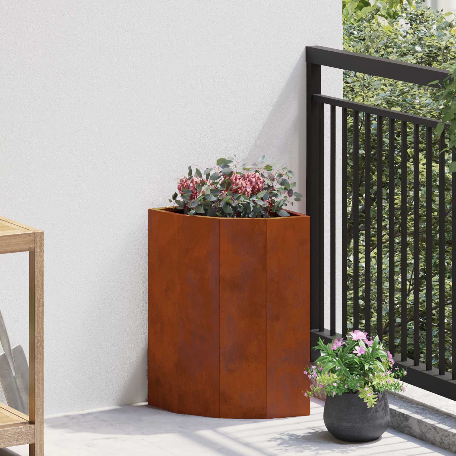 Vidaxl hoek plantbak roestig 30 x 30 x 50 cm cortenstaal