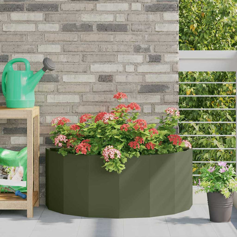 Vidaxx macetero verde oliva 90 x 45 x 35 cm acero