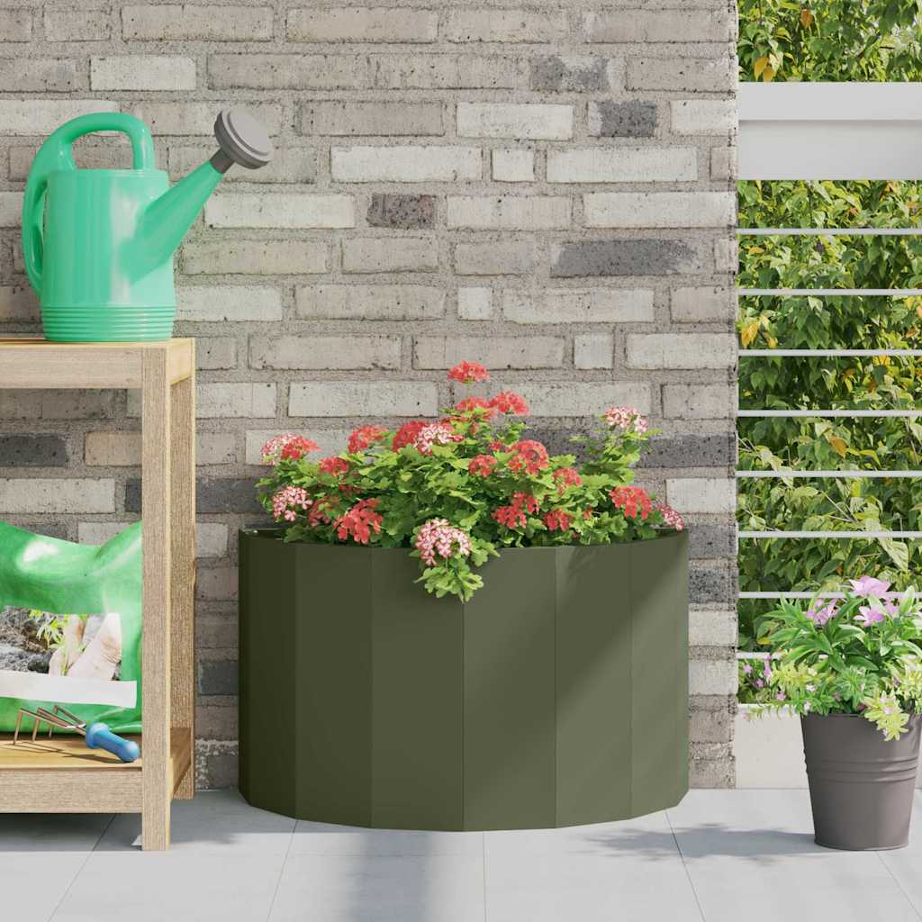 Vidaxx macetero verde oliva 60 x 30 x 35 cm acero