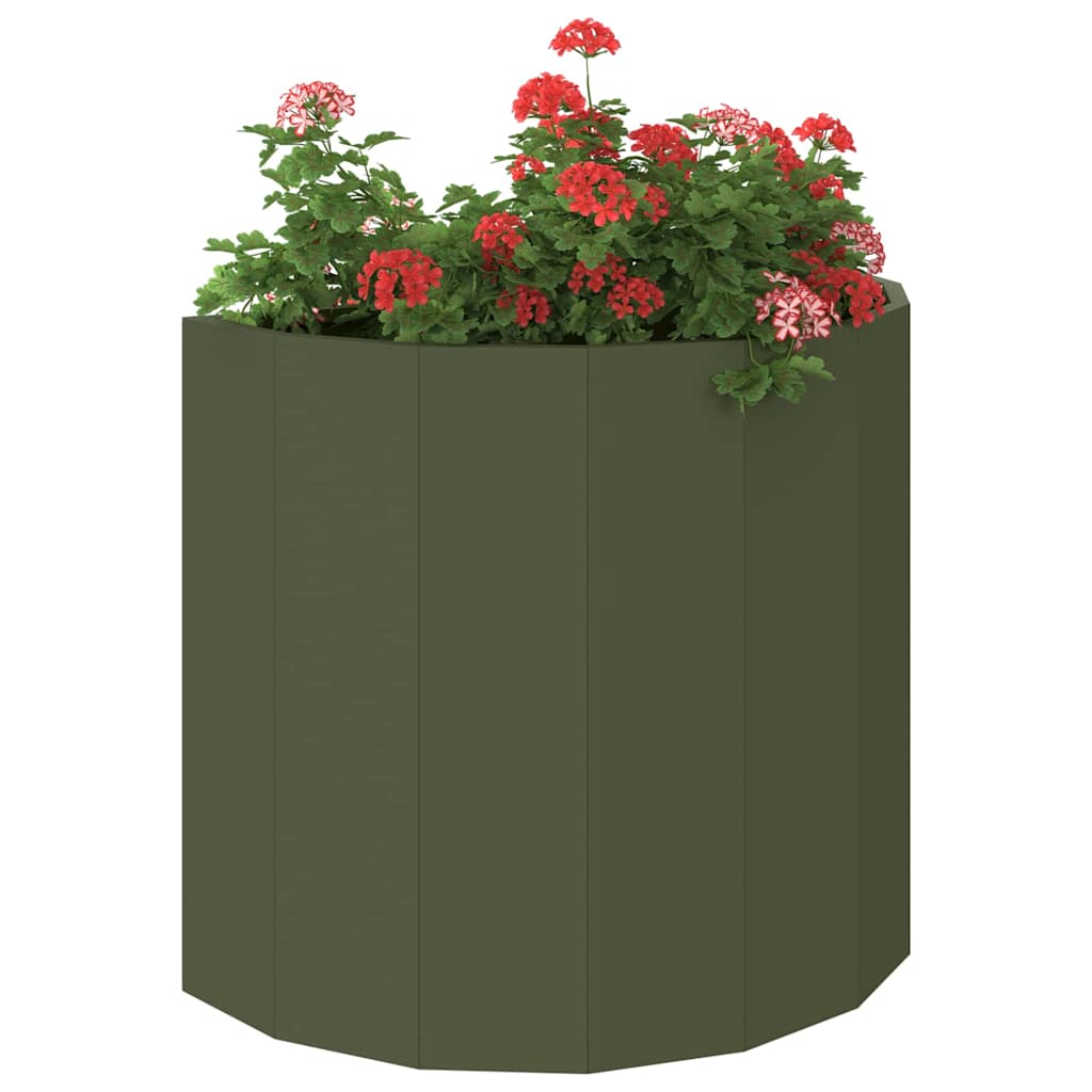 Vidaxl plantenbak olijf groen 60 x 30 x 50 cm staal