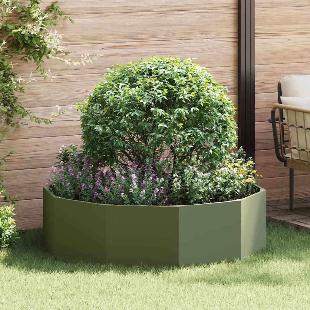 Vidaxl plantenbak olijf groen 120 x 120 x 35 cm staal