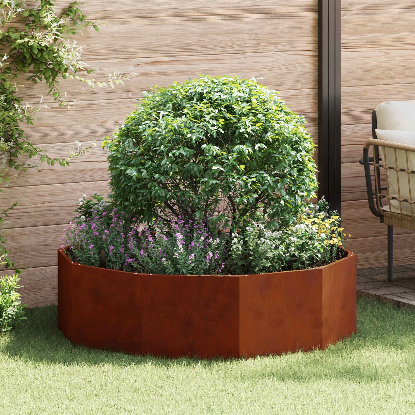 Fioriera Vidaxx arrugginito 120 x 120 x 35 cm in acciaio corten