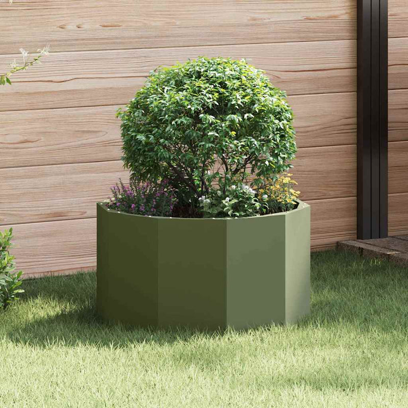 Vidaxx macetero verde oliva 60 x 60 x 35 cm acero