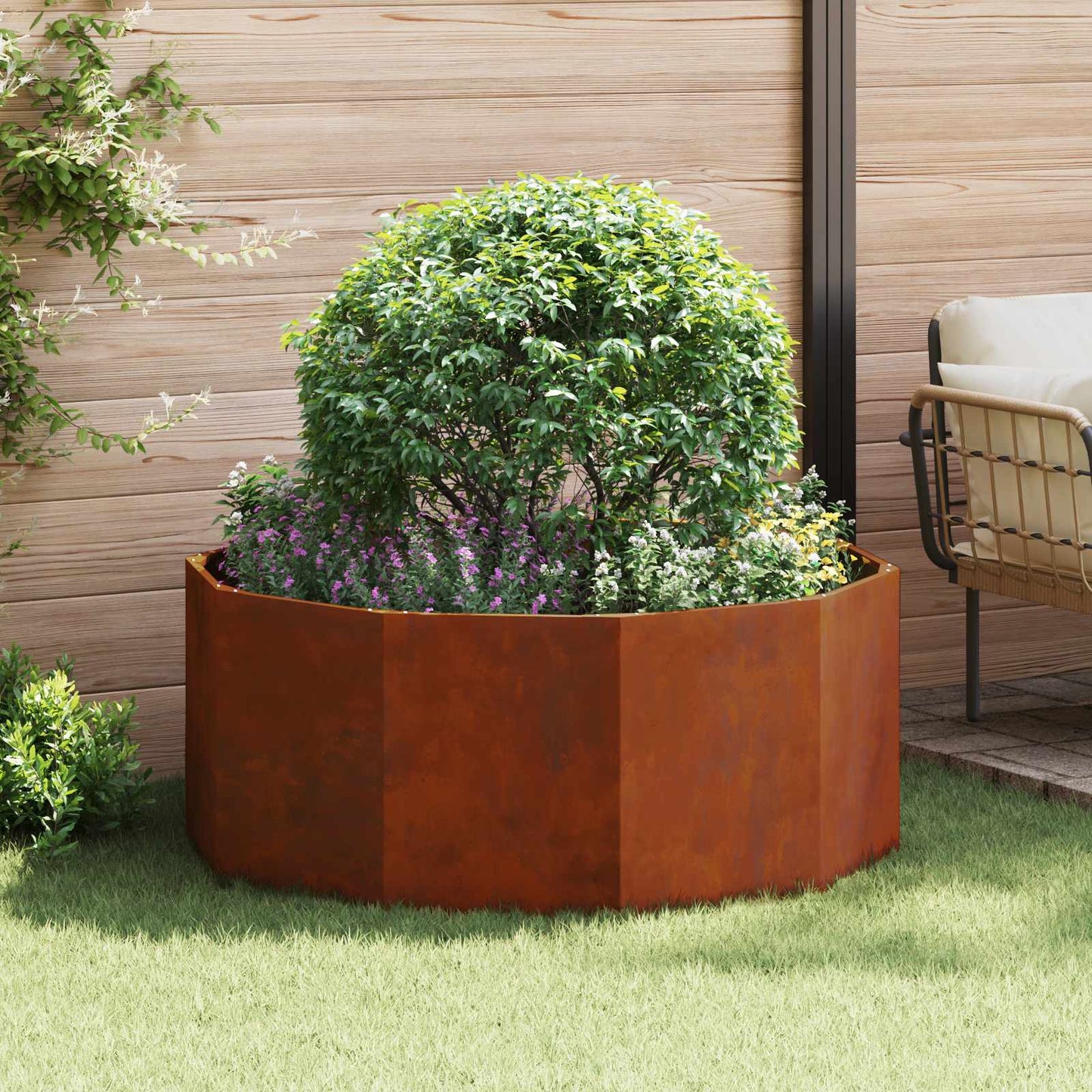 Jardinera vidaxx oxidada 120 x 120 x 50 cm acero corten