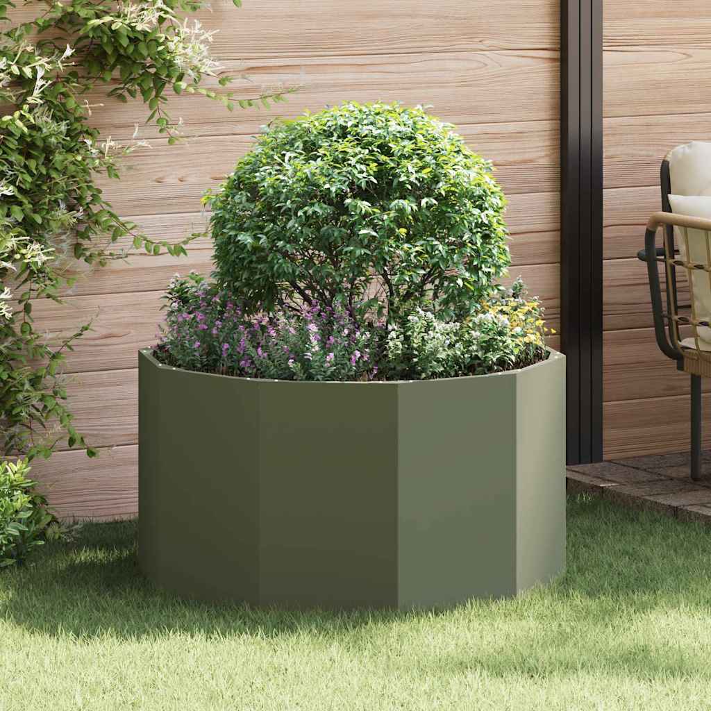 Vidaxx macetero verde oliva 90 x 90 x 50 cm acero