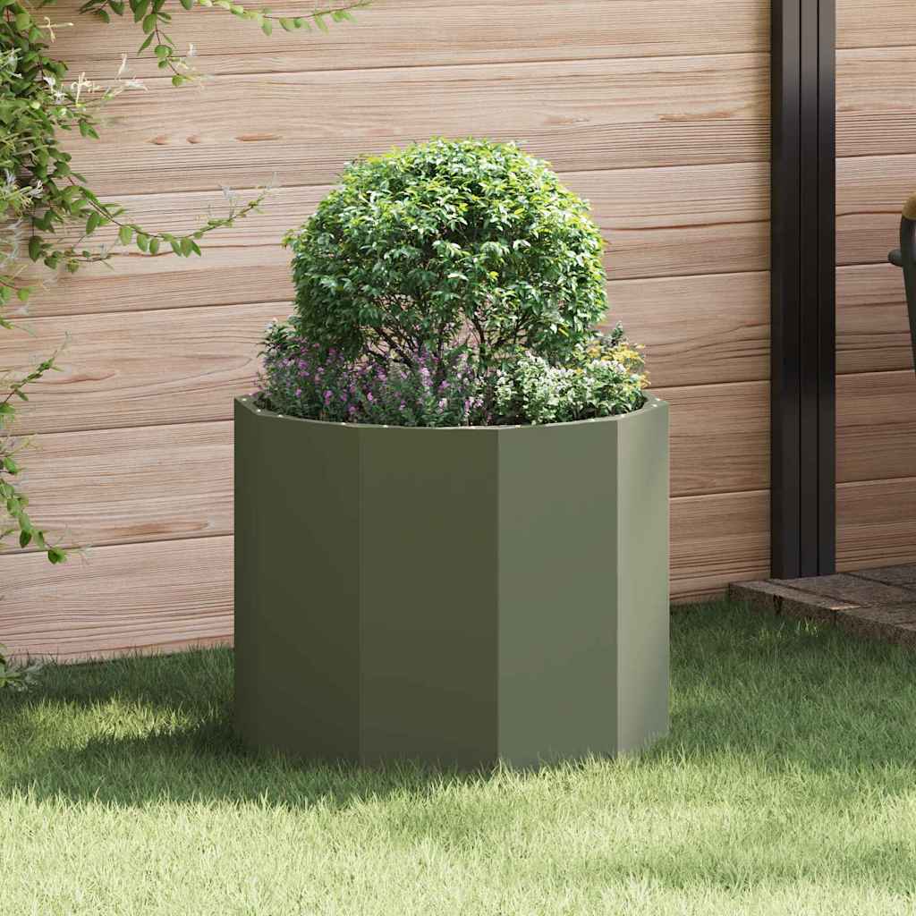 Jardinera vidaxx verde oliva 60 x 60 x 50 cm acero
