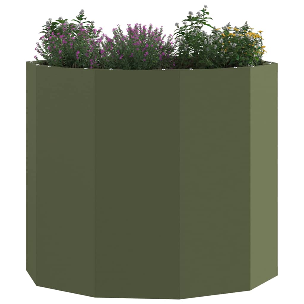 Jardinera vidaxx verde oliva 60 x 60 x 50 cm acero