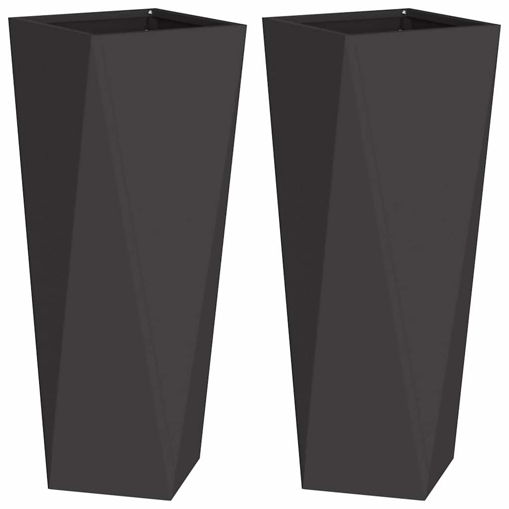 Fioriera Vidaxx 2 pezzi nera 30 x 30 x 75 cm in acciaio