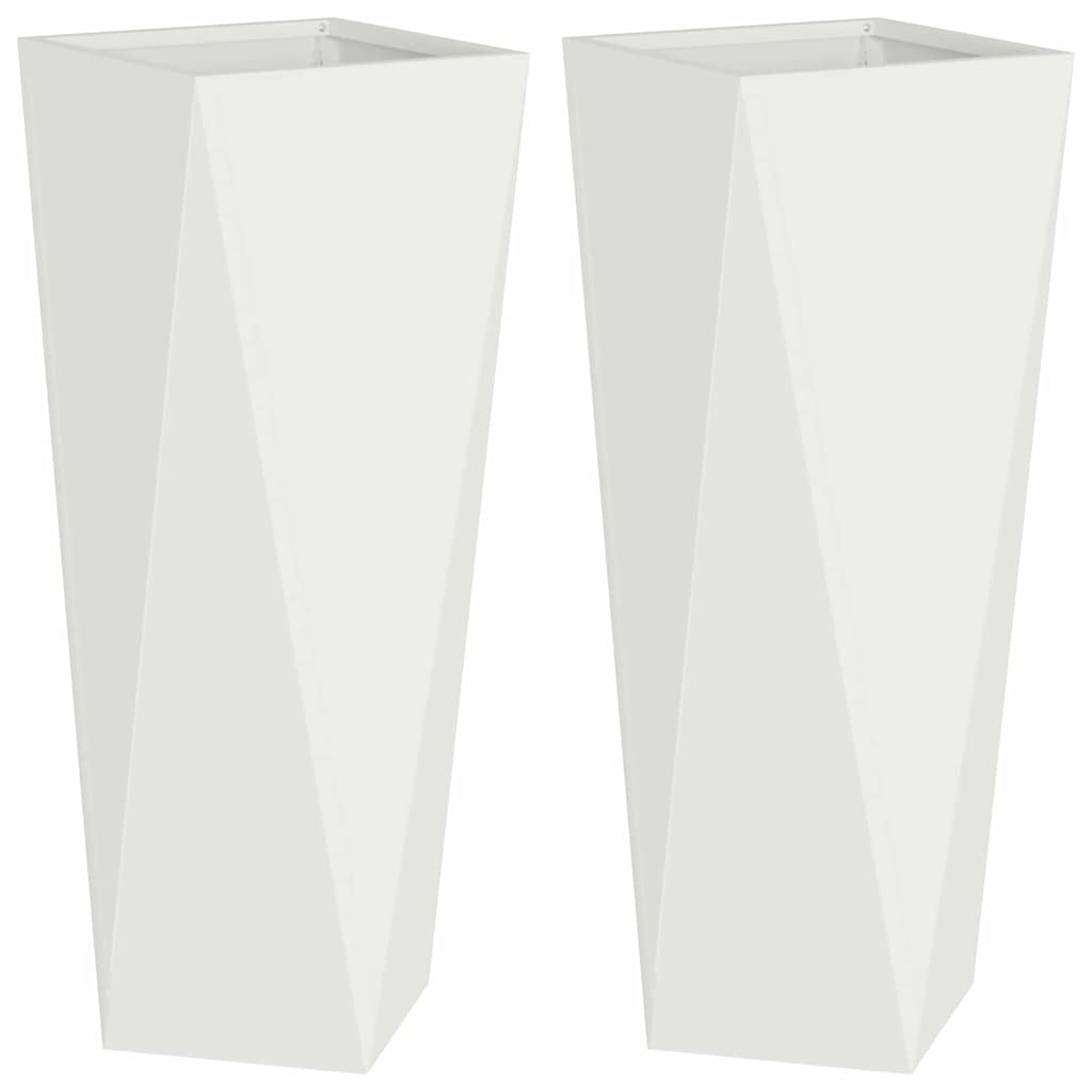 VidaXL macetero 2 piezas blanco 30 x 30 x 75 cm acero