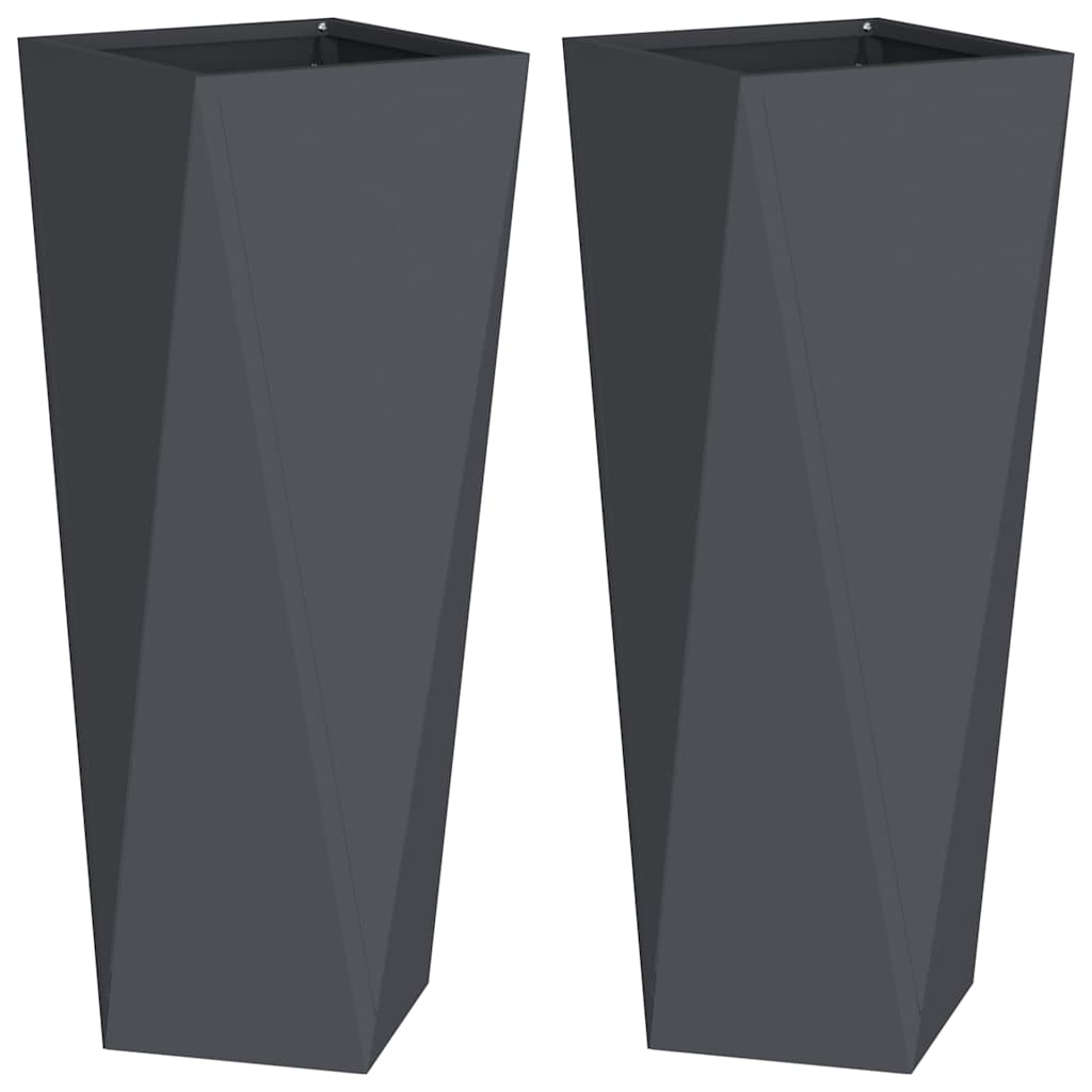 Vidaxl plantenbak 2 pcs antraciet 30 x 30 x 75 cm staal