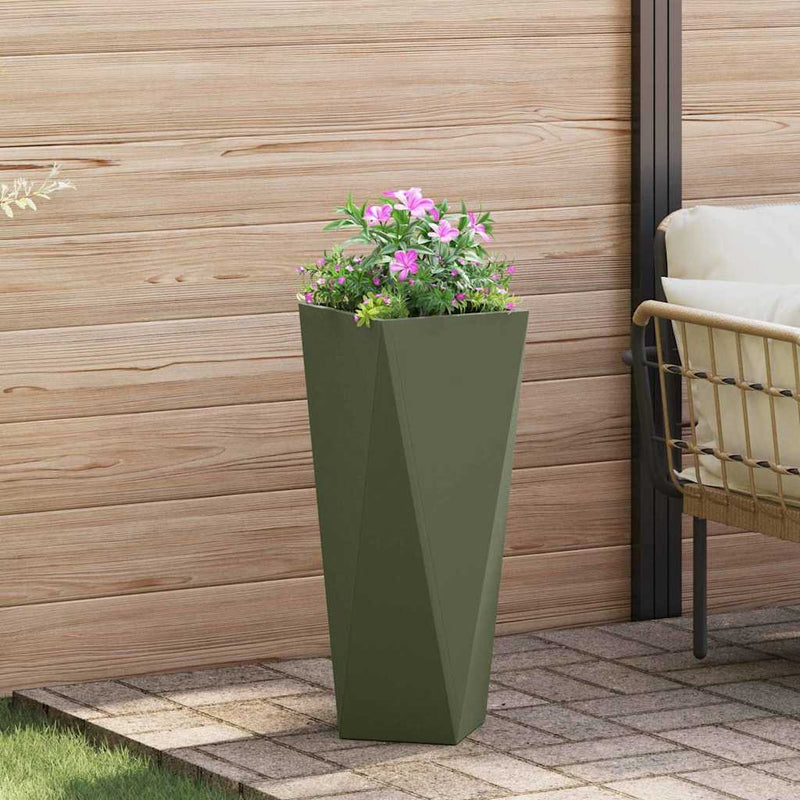 Jardinera vidaxx verde oliva 30 x 30 x 75 cm acero