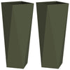 Vidaxx macetero 2 piezas verde oliva 30 x 30 x 75 cm acero