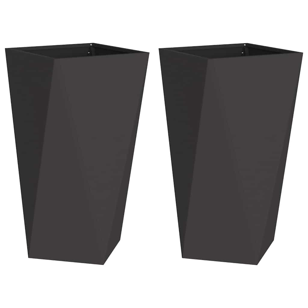 Fioriera Vidaxx 2 pezzi nera 40 x 40 x 75 cm in acciaio