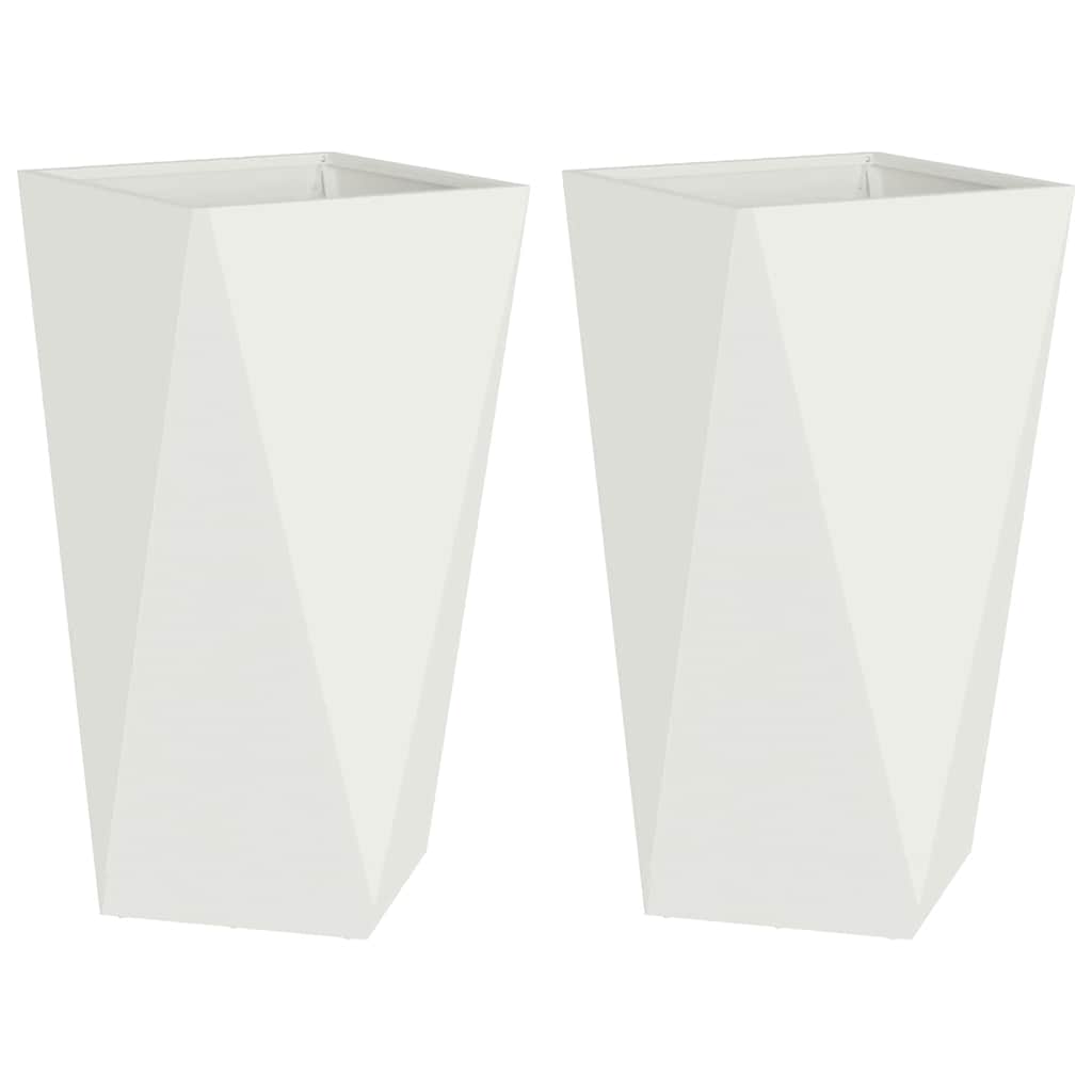 Vidaxx macetero 2 piezas blanco 40 x 40 x 75 cm acero