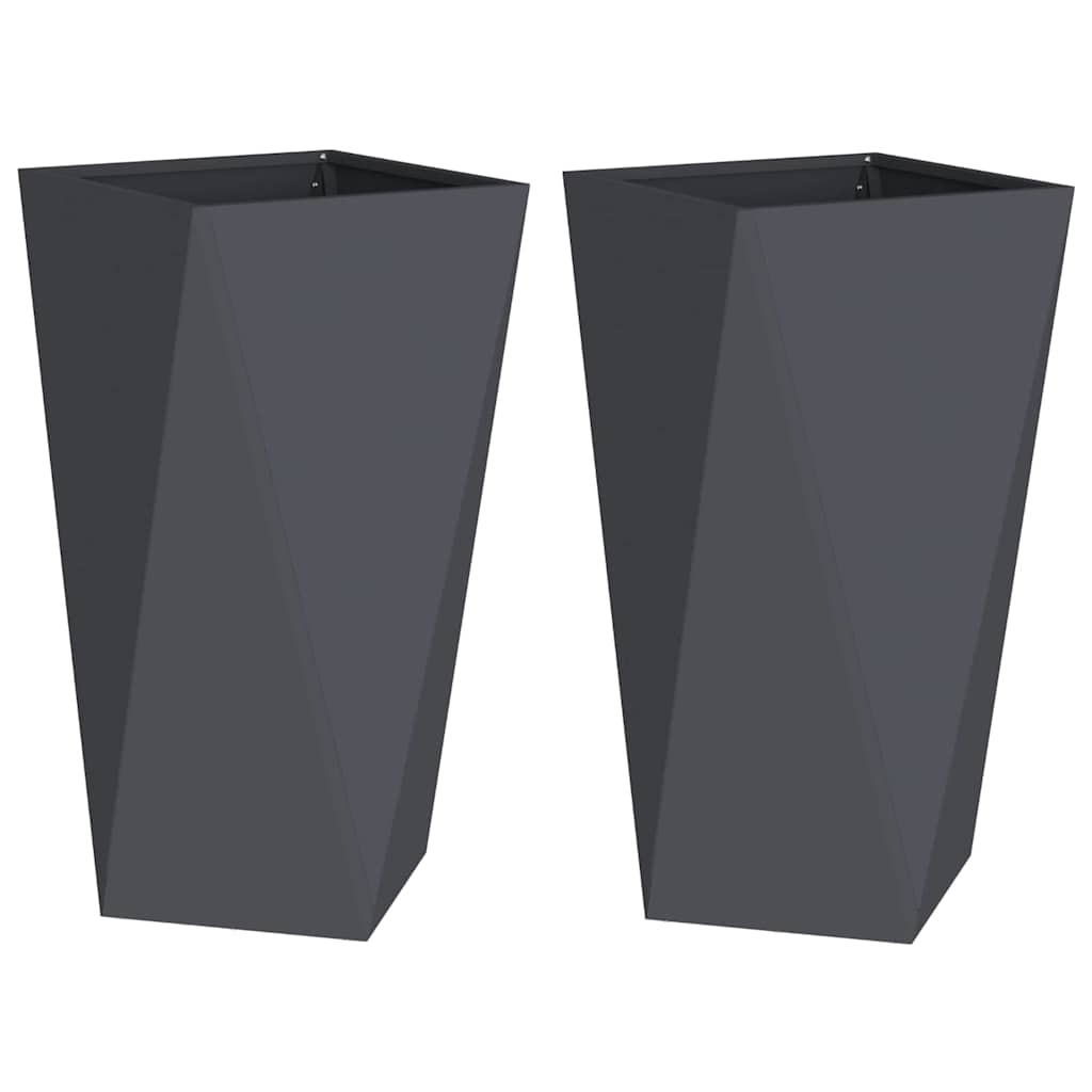 Vidaxl plantenbak 2 pcs antraciet 40 x 40 x 75 cm staal