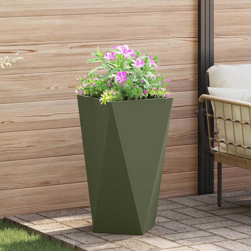 Jardinera vidaxx verde oliva 40 x 40 x 75 cm acero