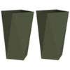 VidaXL macetero 2 piezas verde oliva 40 x 40 x 75 cm acero