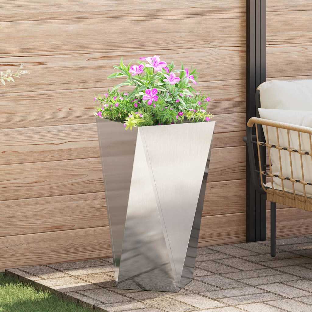 Jardinera vidaxx plateada 40 x 40 x 75 cm acero inoxidable