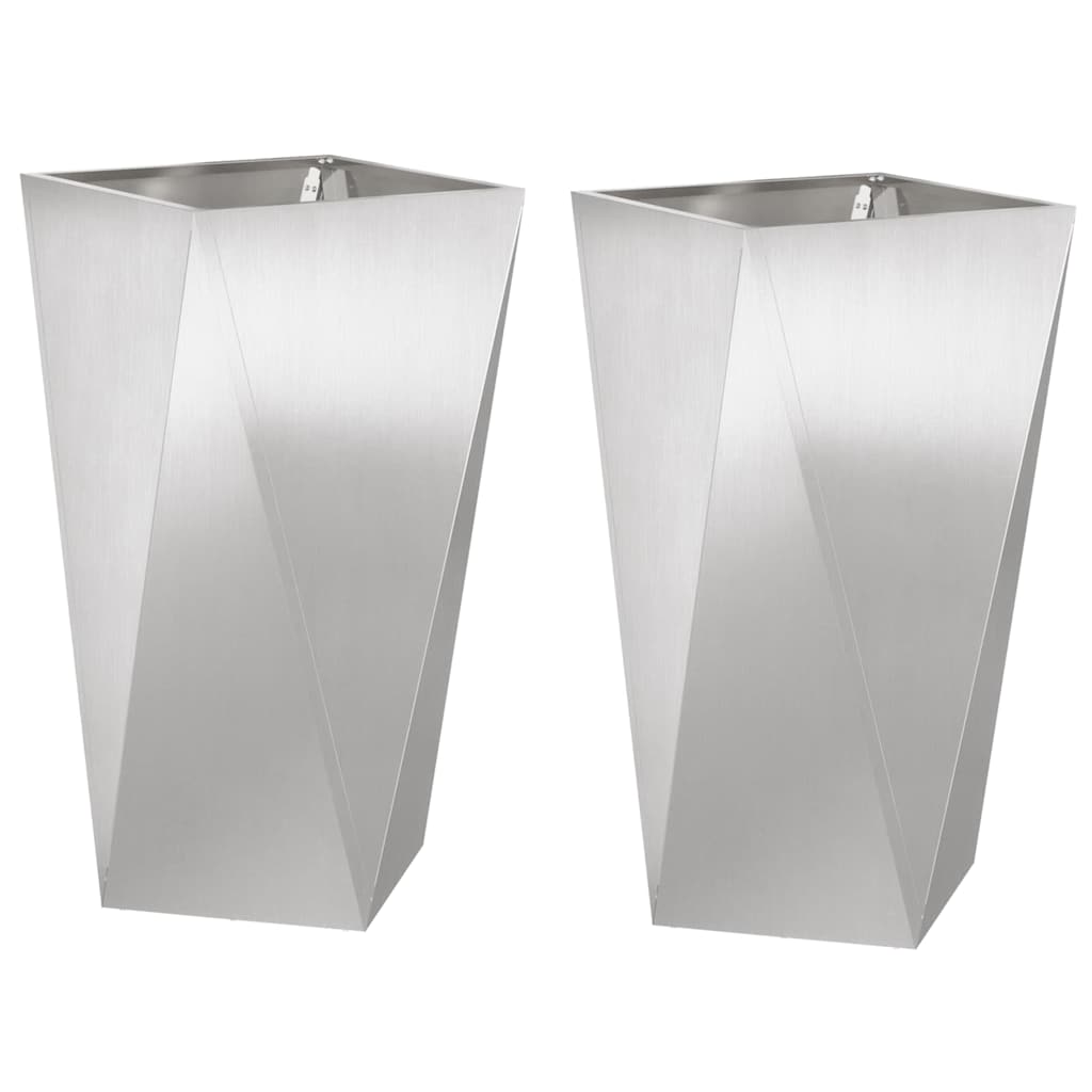 Fioriera Vidaxx 2 pezzi argento 40 x 40 x 75 cm in acciaio inossidabile