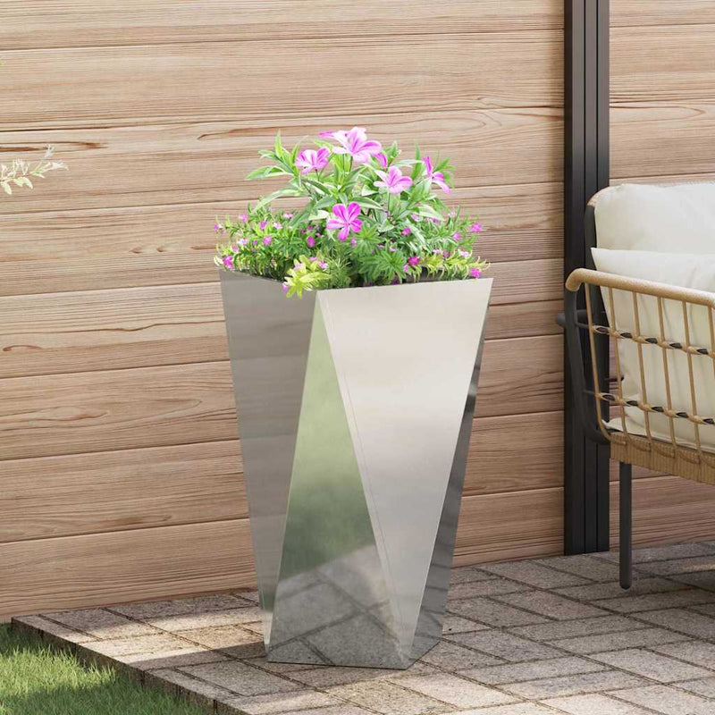Jardinera vidaxx plateada 40 x 40 x 75 cm acero galvanizado