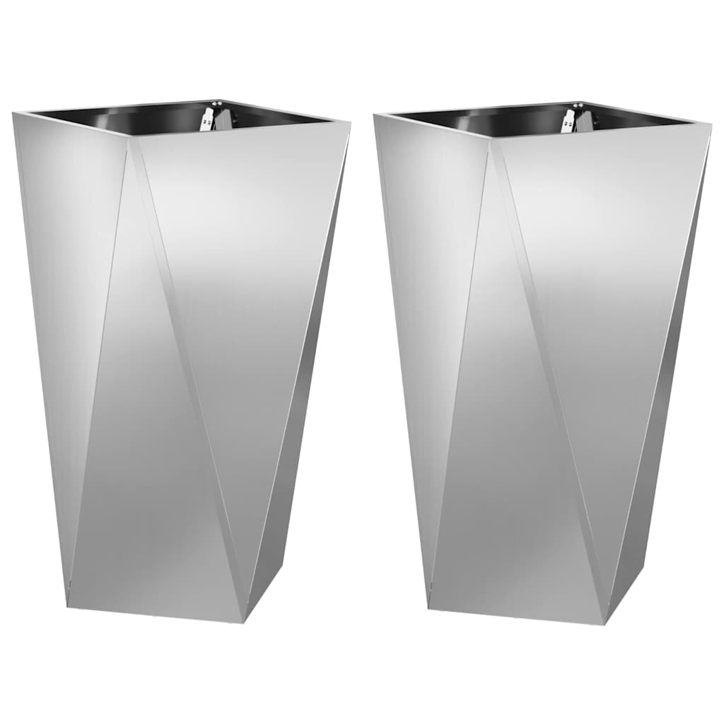 Fioriera Vidaxx 2 pezzi argento 40 x 40 x 75 cm in acciaio zincato