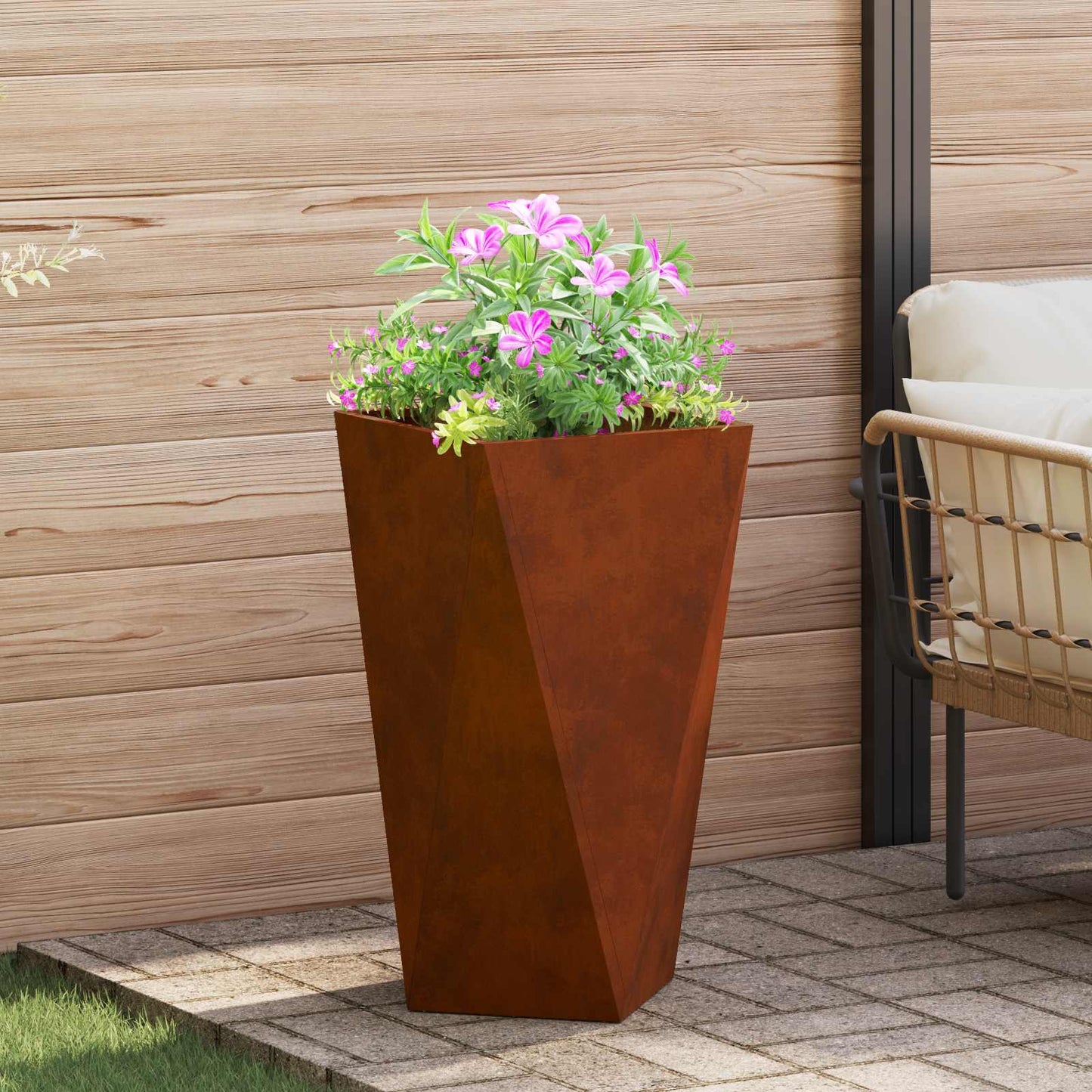 Fioriera Vidaxl arrugginito 40 x 40 x 75 cm in acciaio corten