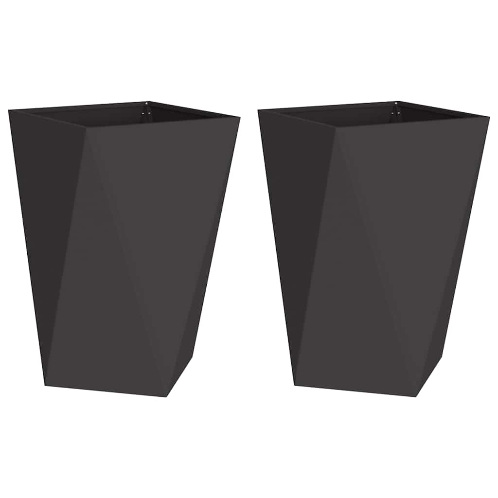 Fioriera Vidaxx 2 pezzi nera 50 x 50 x 75 cm in acciaio