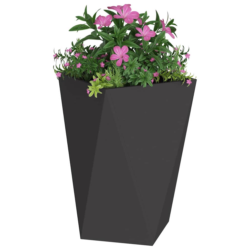 Fioriera Vidaxx 2 pezzi nera 50 x 50 x 75 cm in acciaio