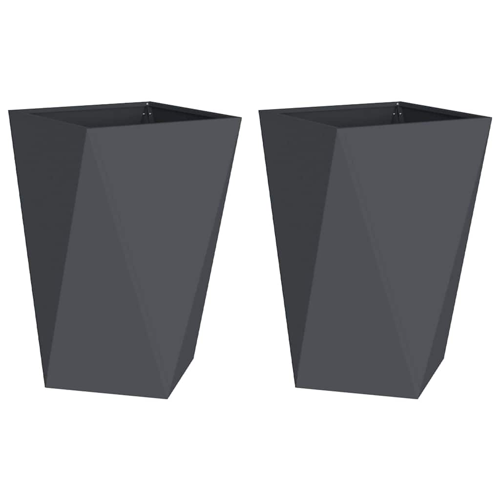 Fioriera Vidaxl 2 pz antracite 50 x 50 x 75 cm in acciaio