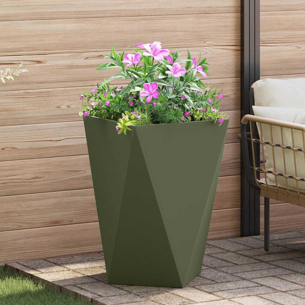Fioriera Vidaxx verde oliva 50 x 50 x 75 cm in acciaio