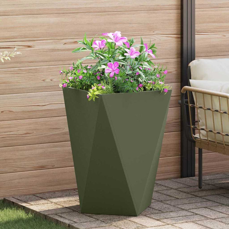 Jardinera vidaxx verde oliva 50 x 50 x 75 cm acero