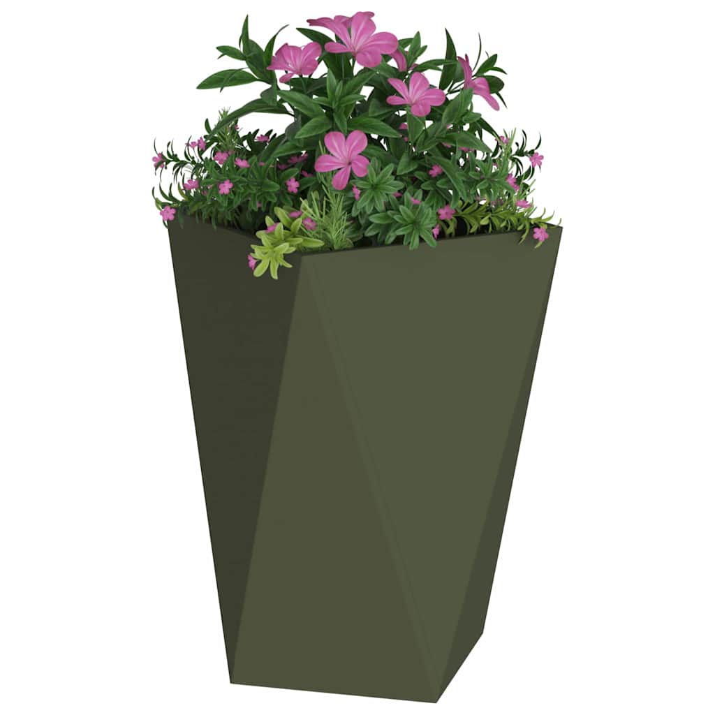 Vidaxl plantenbak olijf groen 50 x 50 x 75 cm staal