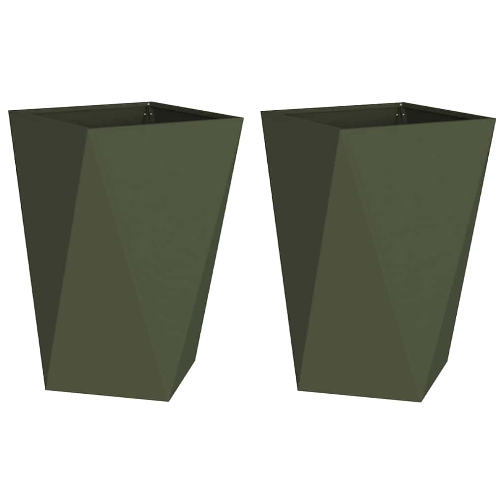 Vidaxx macetero 2 piezas verde oliva 50 x 50 x 75 cm acero