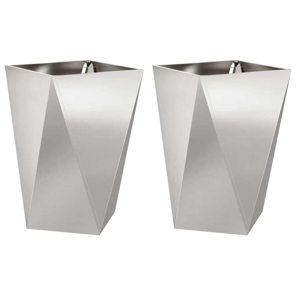 Fioriera Vidaxx 2 pezzi argento 50 x 50 x 75 cm in acciaio inossidabile