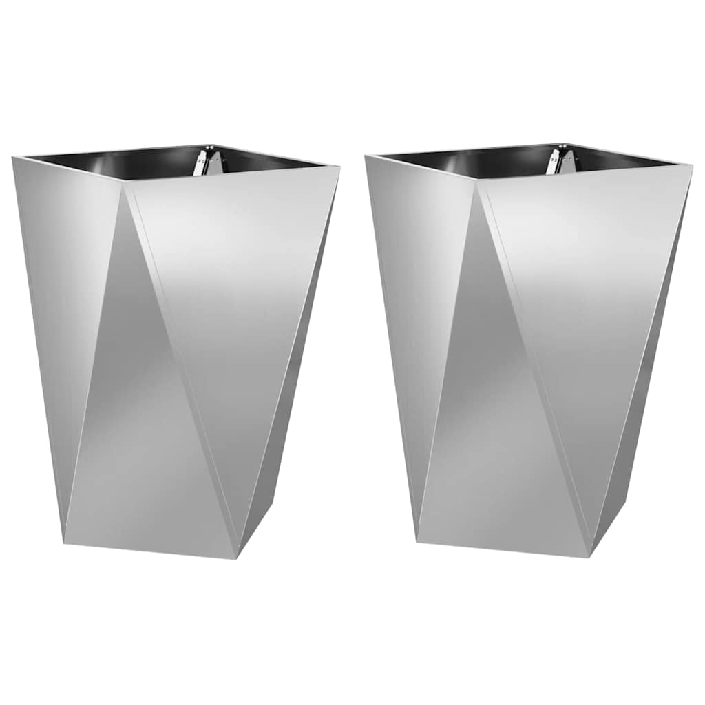Vidaxx macetero 2 piezas plata 50 x 50 x 75 cm acero galvanizado