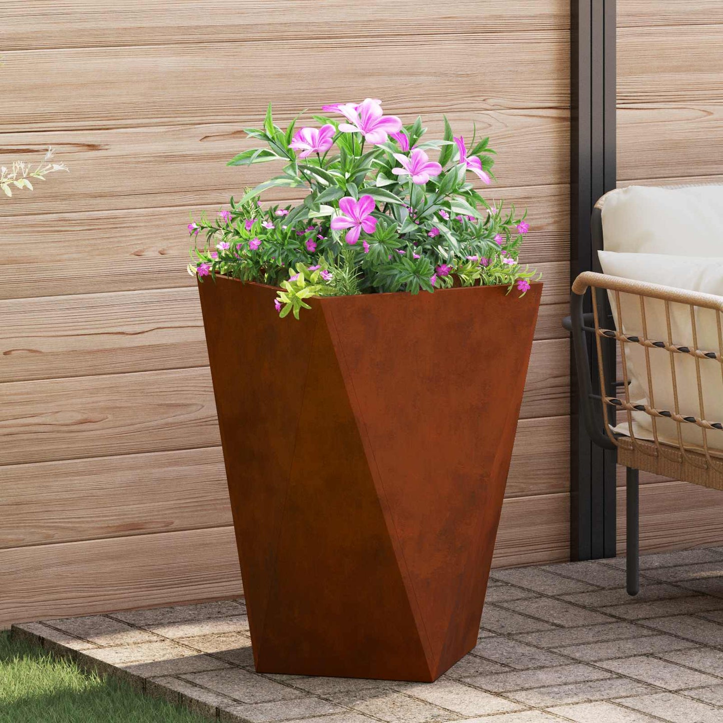 Jardinera vidaxl oxidada 50 x 50 x 75 cm acero corten