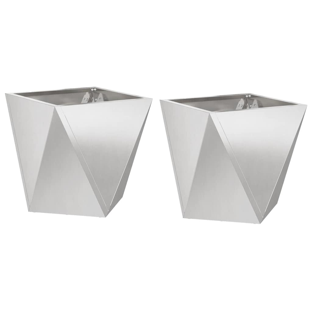 Fioriera Vidaxx 2 pezzi argento 30 x 30 x 30 cm in acciaio inossidabile