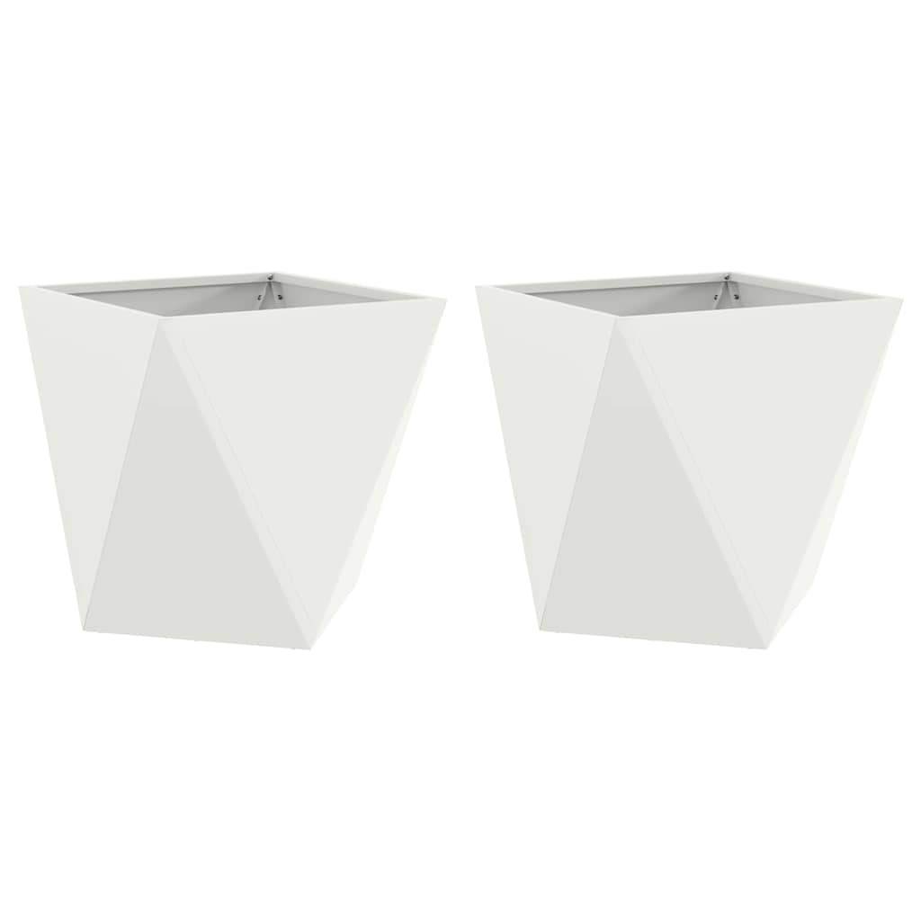 Fioriera Vidaxx 2 pezzi bianco 40 x 40 x 40 cm in acciaio
