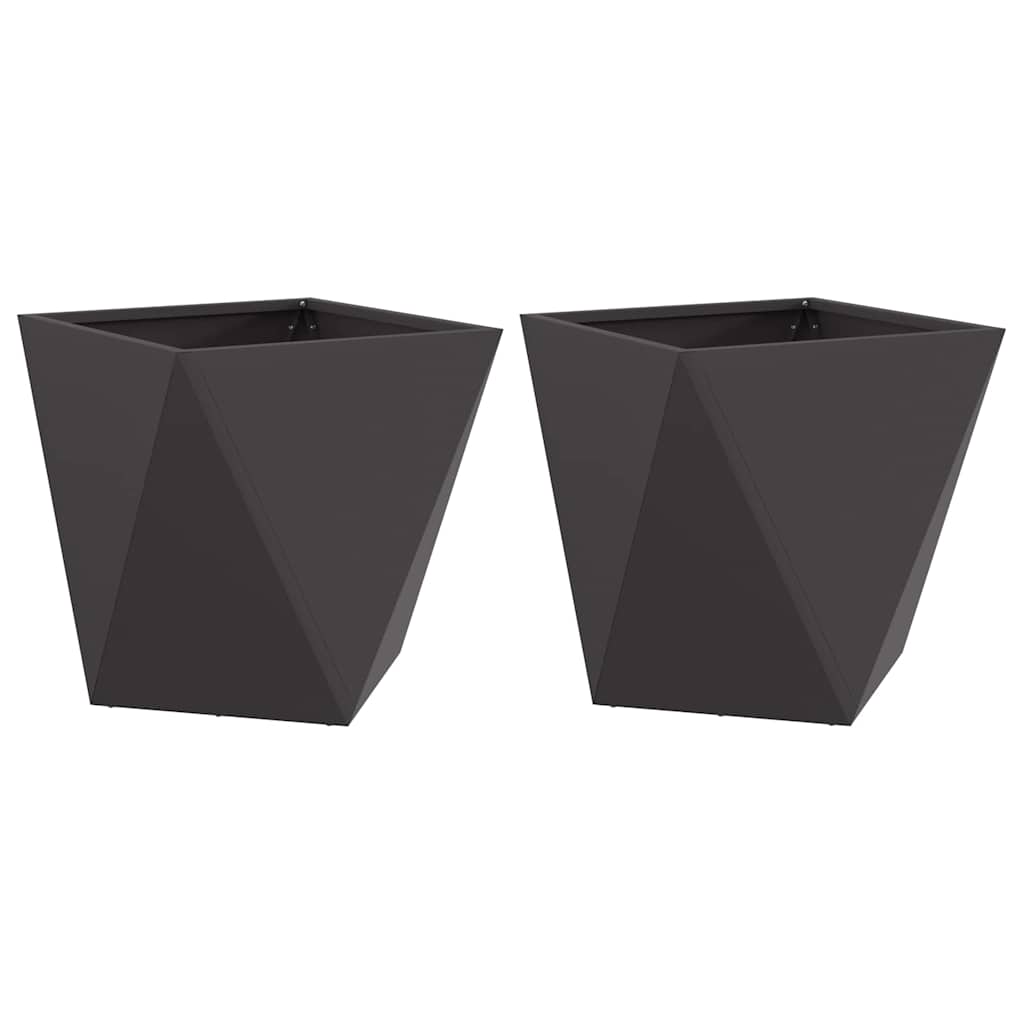 Fioriera Vidaxx 2 pezzi nera 50 x 50 x 50 cm in acciaio