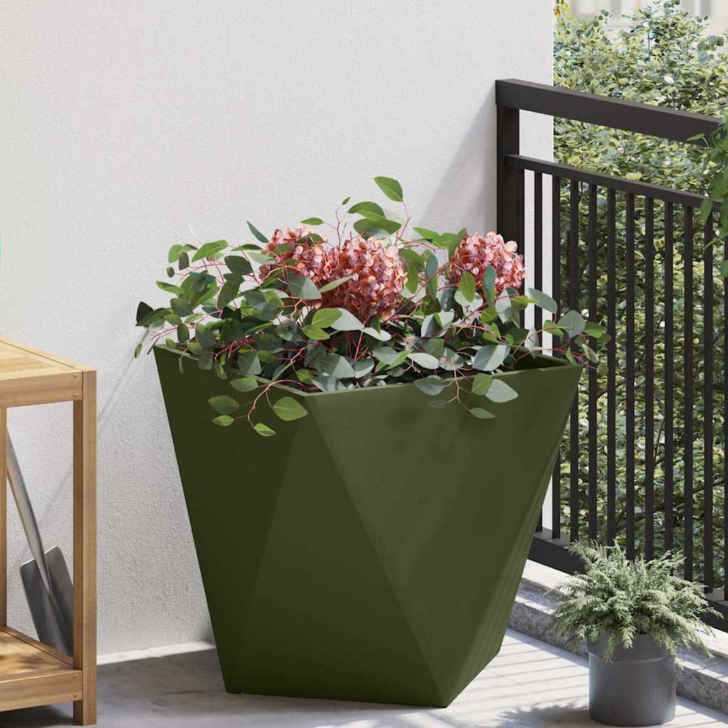 Vidaxl plantenbak olijf groen 50 x 50 x 50 cm staal