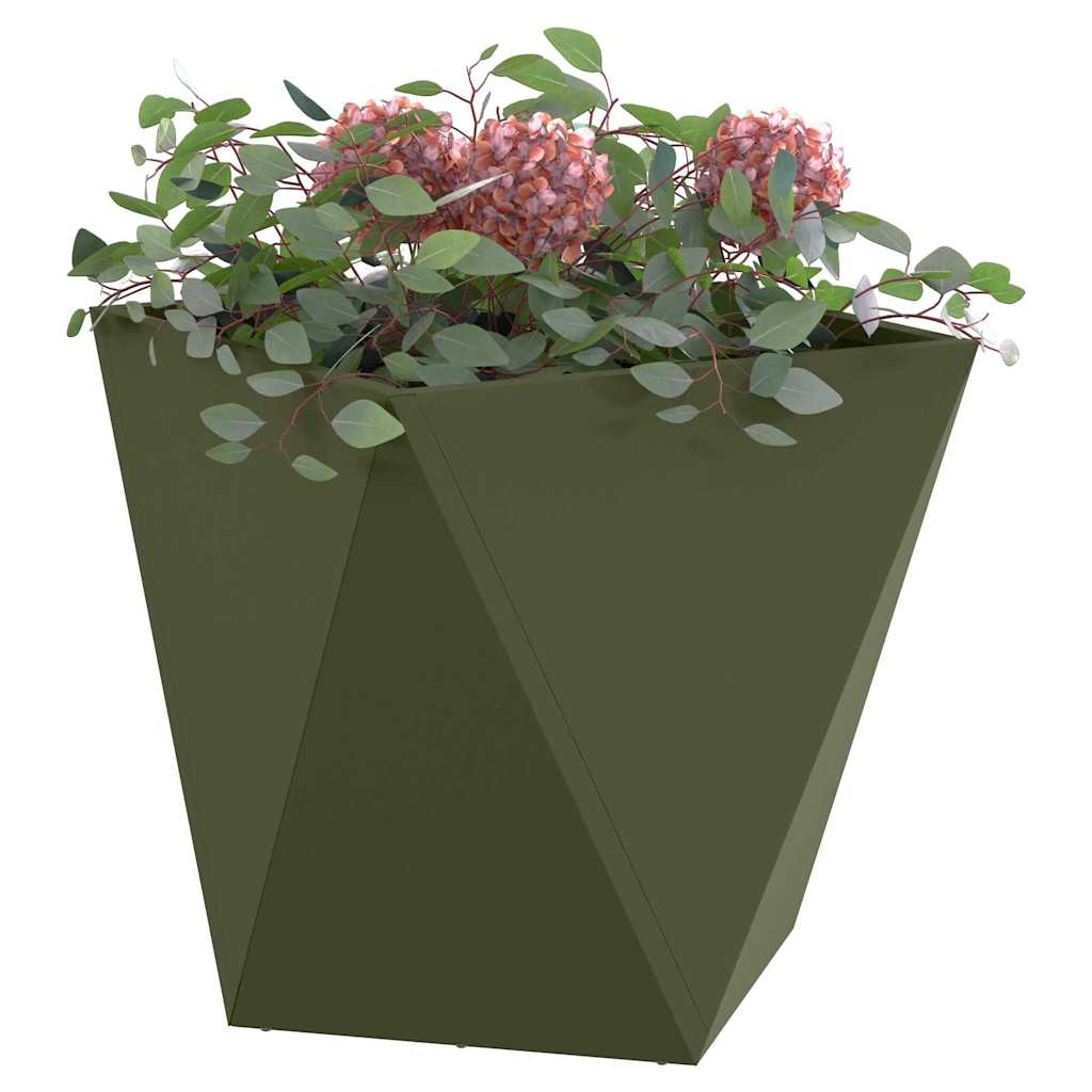 Vidaxl plantenbak olijf groen 50 x 50 x 50 cm staal