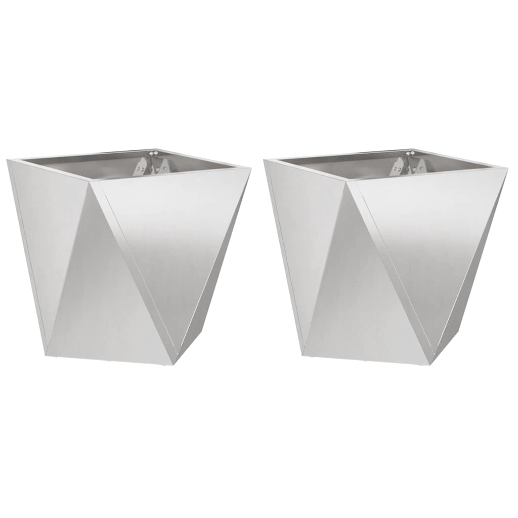 Fioriera Vidaxx 2 pezzi argento 50 x 50 x 50 cm in acciaio inossidabile