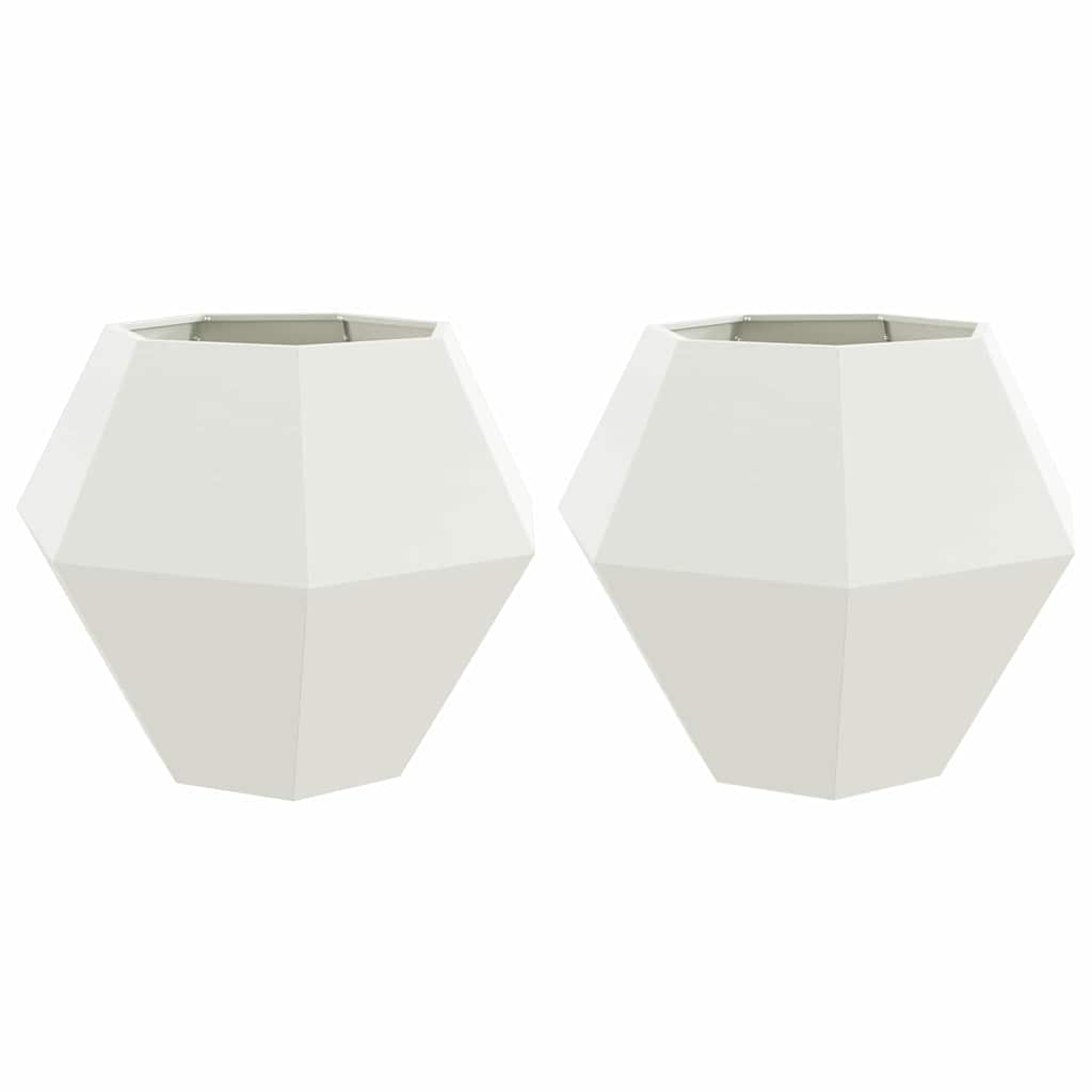 Vidaxx macetero 2 piezas blanco 100 x 100 x 80 cm acero