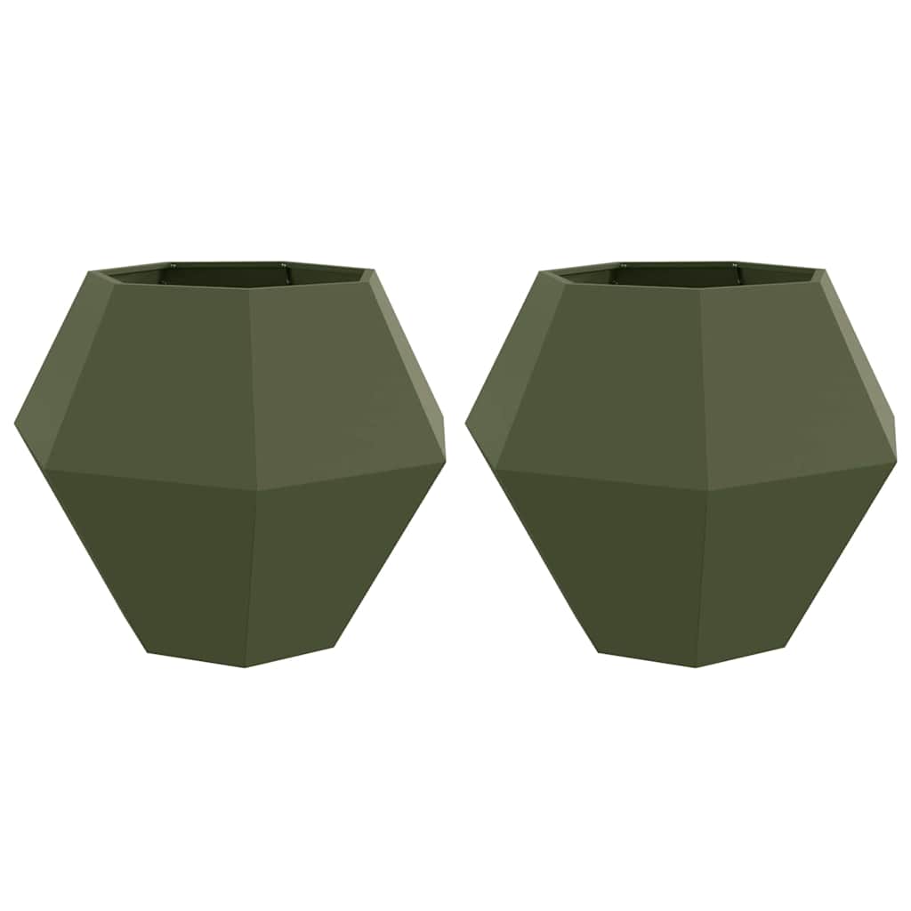 VidaXL macetero 2 piezas verde oliva 100 x 100 x 80 cm acero