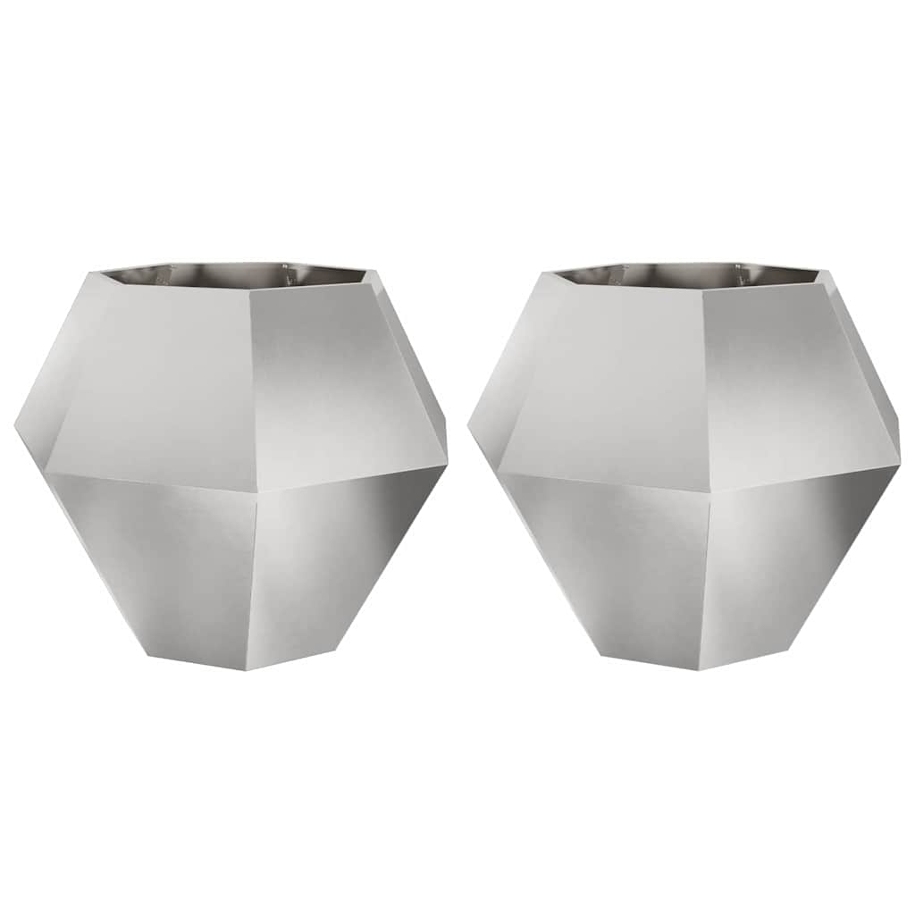 Fioriera Vidaxx 2 pezzi argento 100 x 100 x 80 cm in acciaio inossidabile