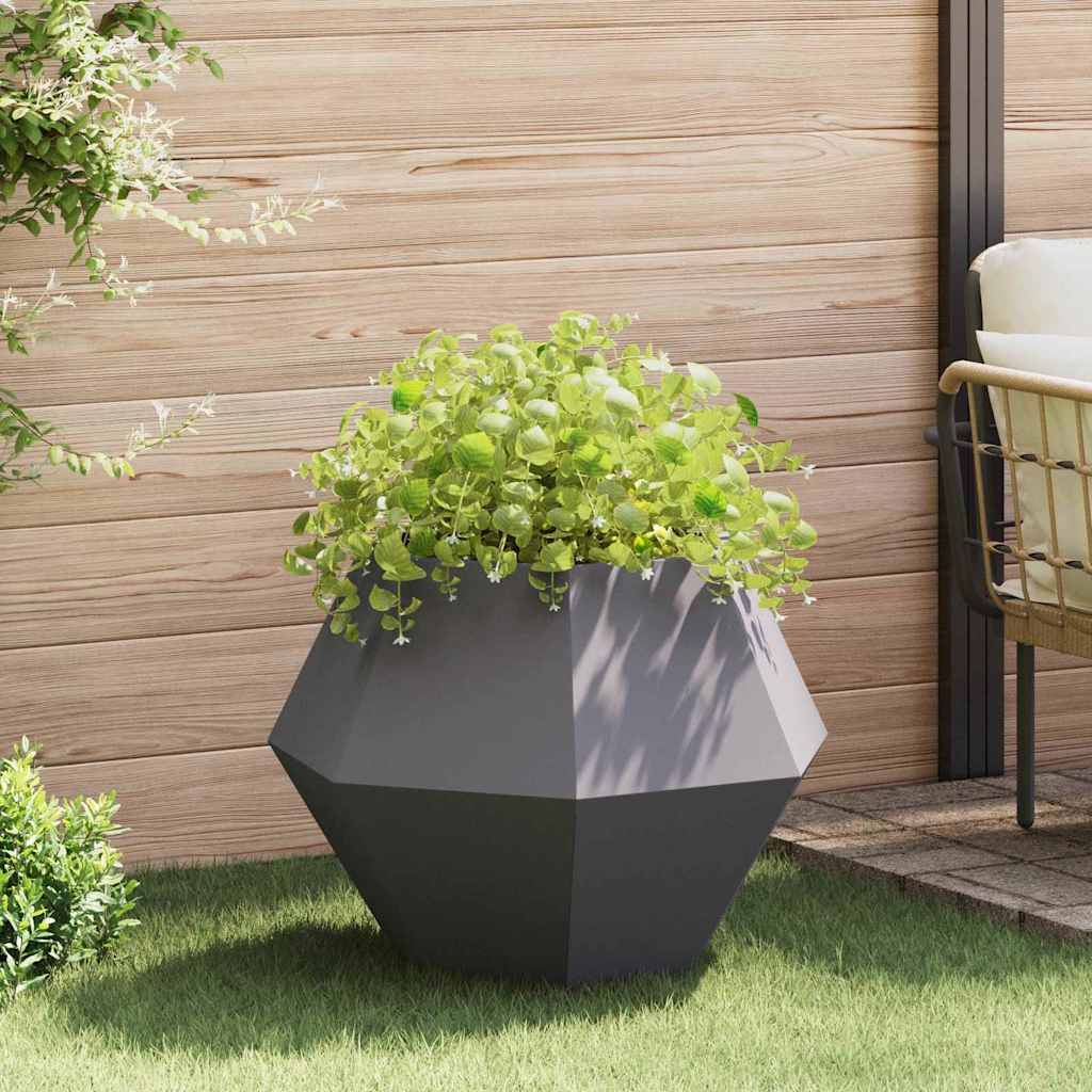 Fioriera Vidaxx nera 75 x 75 x 60 cm in acciaio