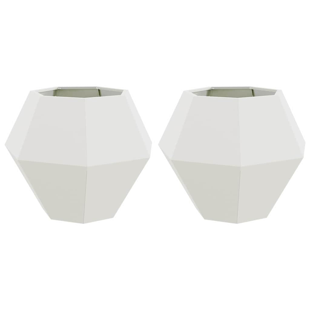 Vidaxx macetero 2 piezas blanco 75 x 75 x 60 cm acero
